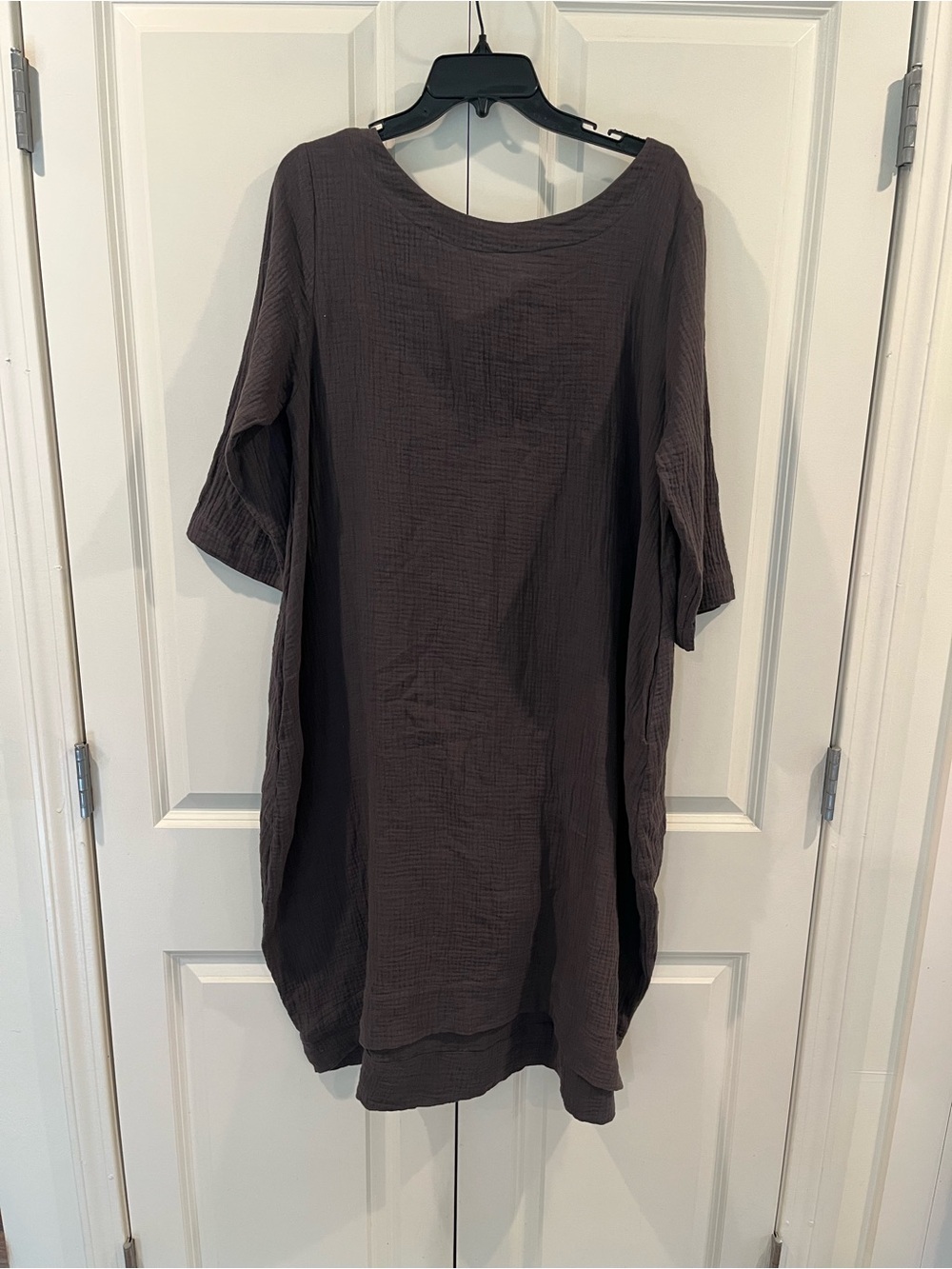 Grade & Gather NWT Women 3/4 Sleeve Tunic MIDI Dress Charcoal Gray Medium